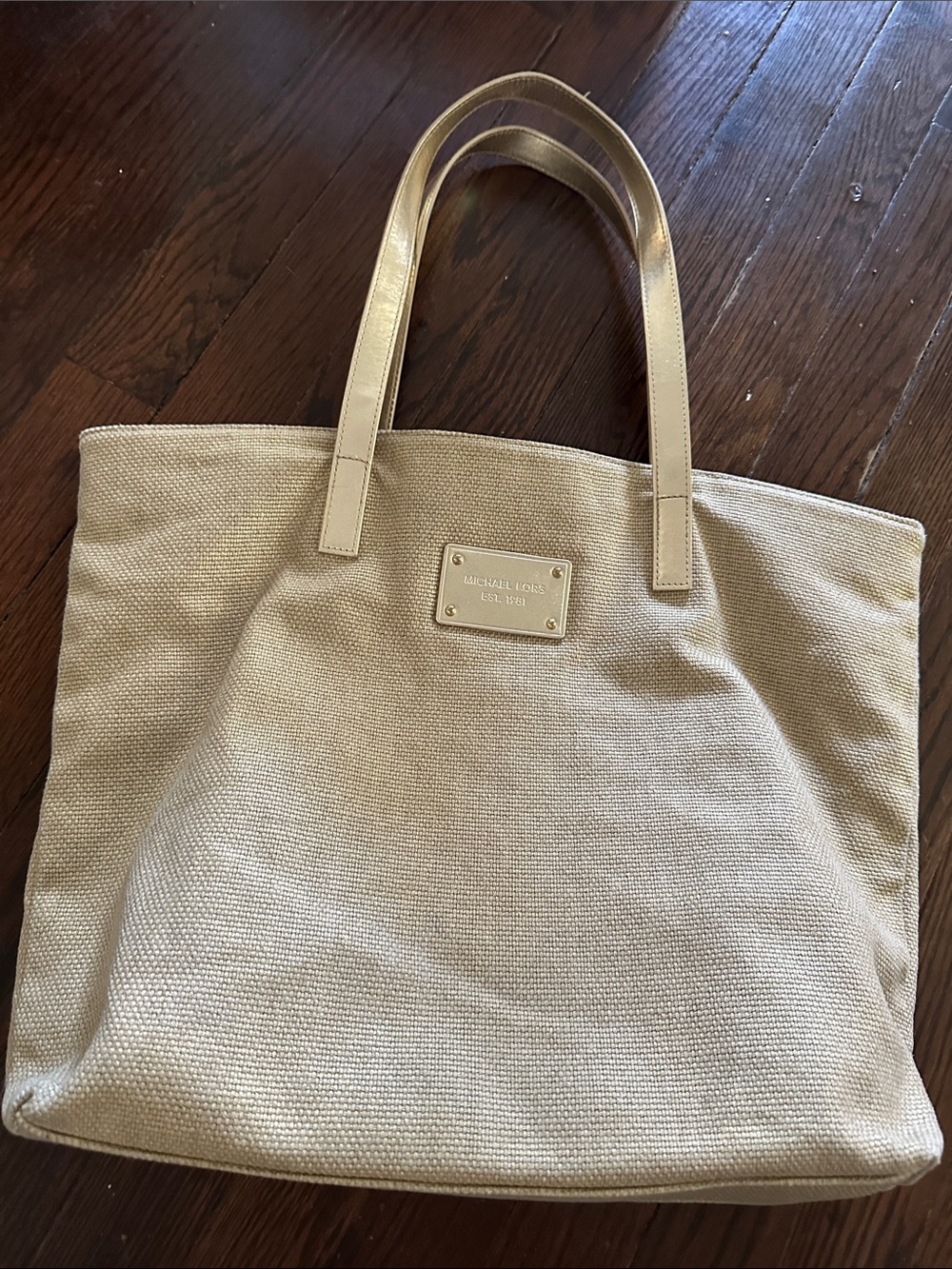 Michael Kors Cream gold Tote Bag woven
